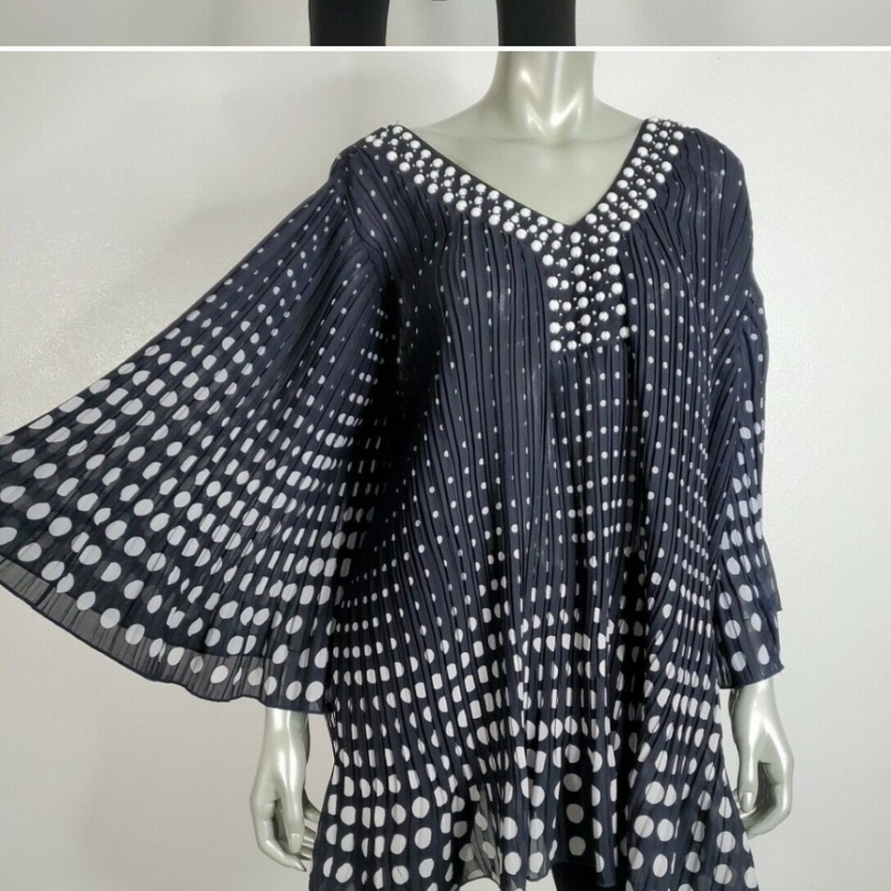 Woman Within Top Size 26/28 Polka Dot Flare Sleeve